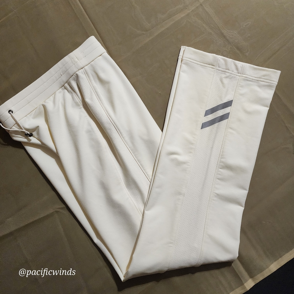 RARE! NYLON! VINTAGE EXPRESS Cream Sweats w/REFLECTIVE Stripe LEG Detail SMALL